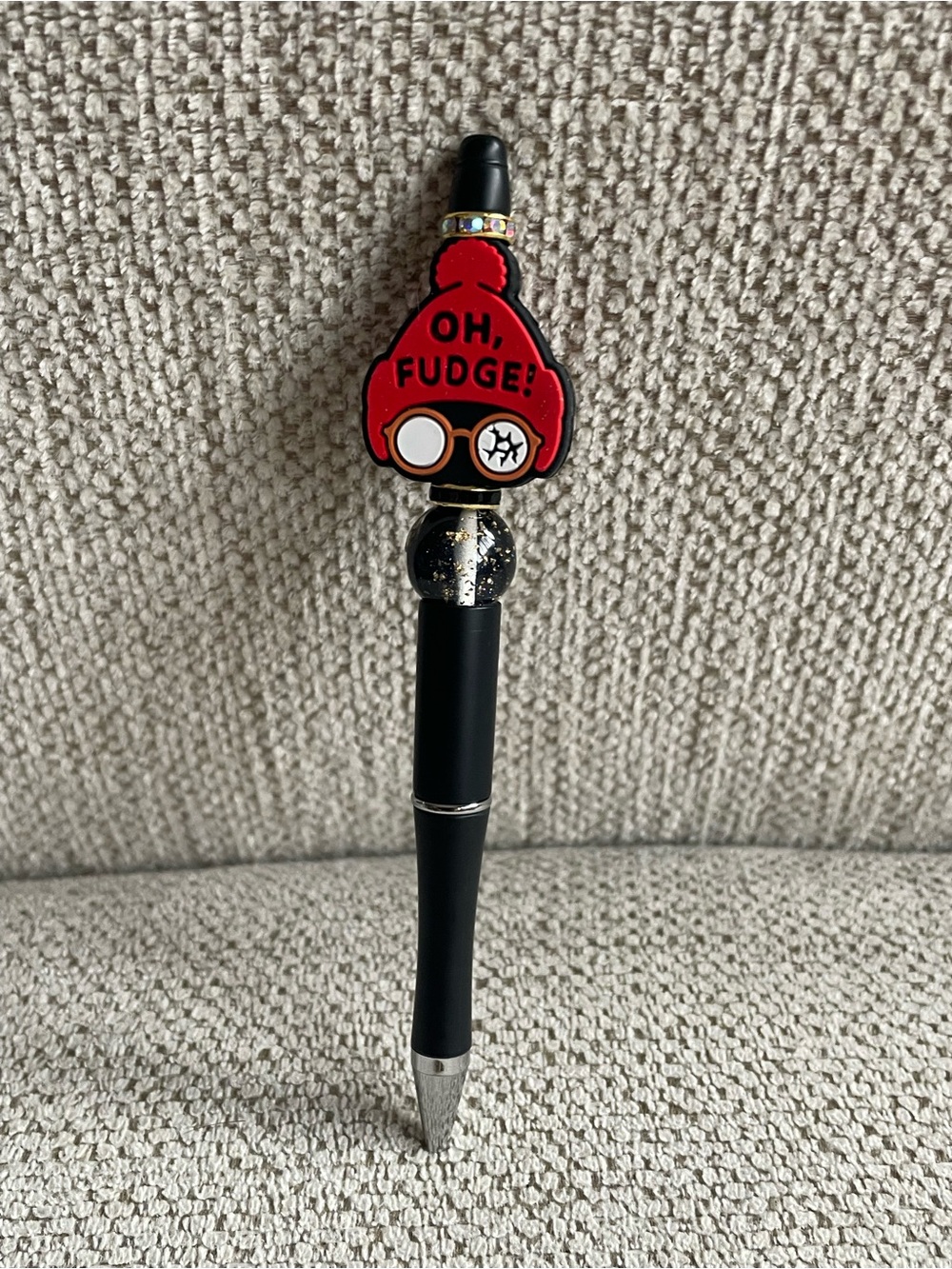 Oh, Fudge! Red Beanie Novelty Black Gel Pen - Unbranded